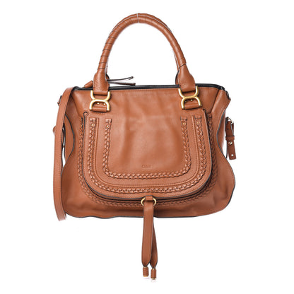 Chloe Calfskin Braided Medium Marcie Satchel Whiskey 1 of 10