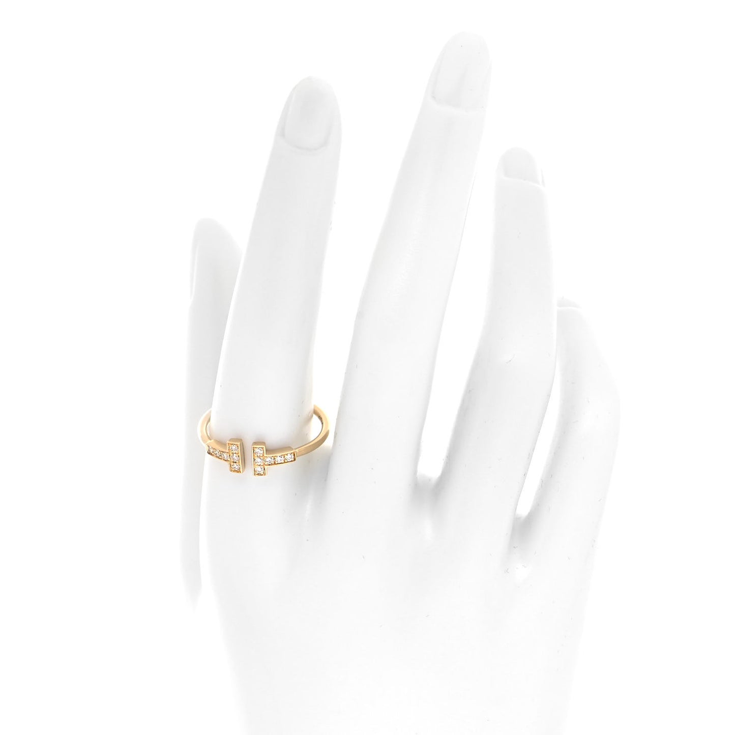 18K Yellow Gold Diamond T Wire Ring 61 9.5