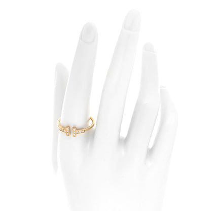 Tiffany 18K Yellow Gold Diamond T Wire Ring 61 9.5 2 of 5