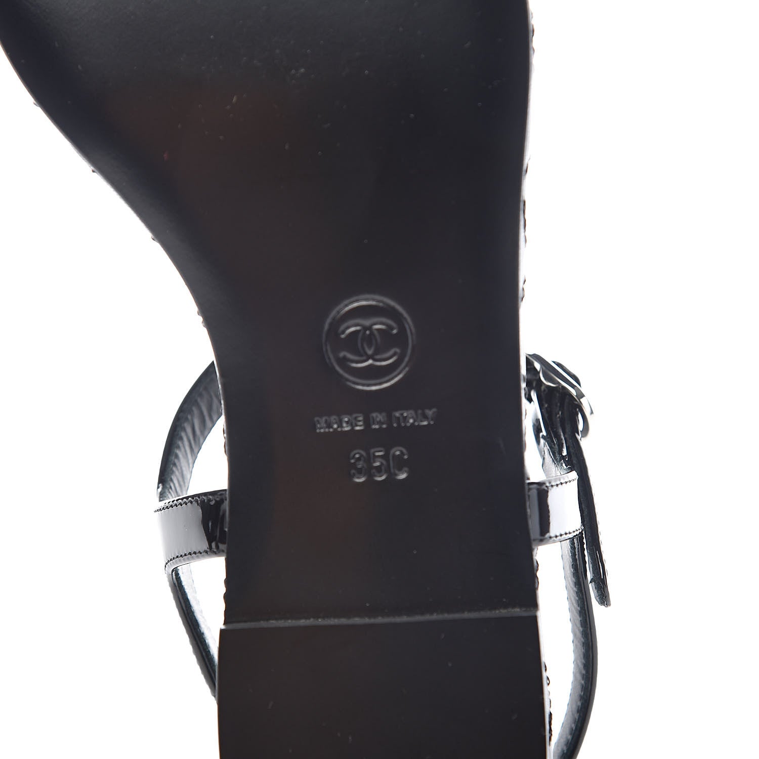 Chanel Patent Calfskin CC Chain Thong Sandals 35 Black 7 of 10