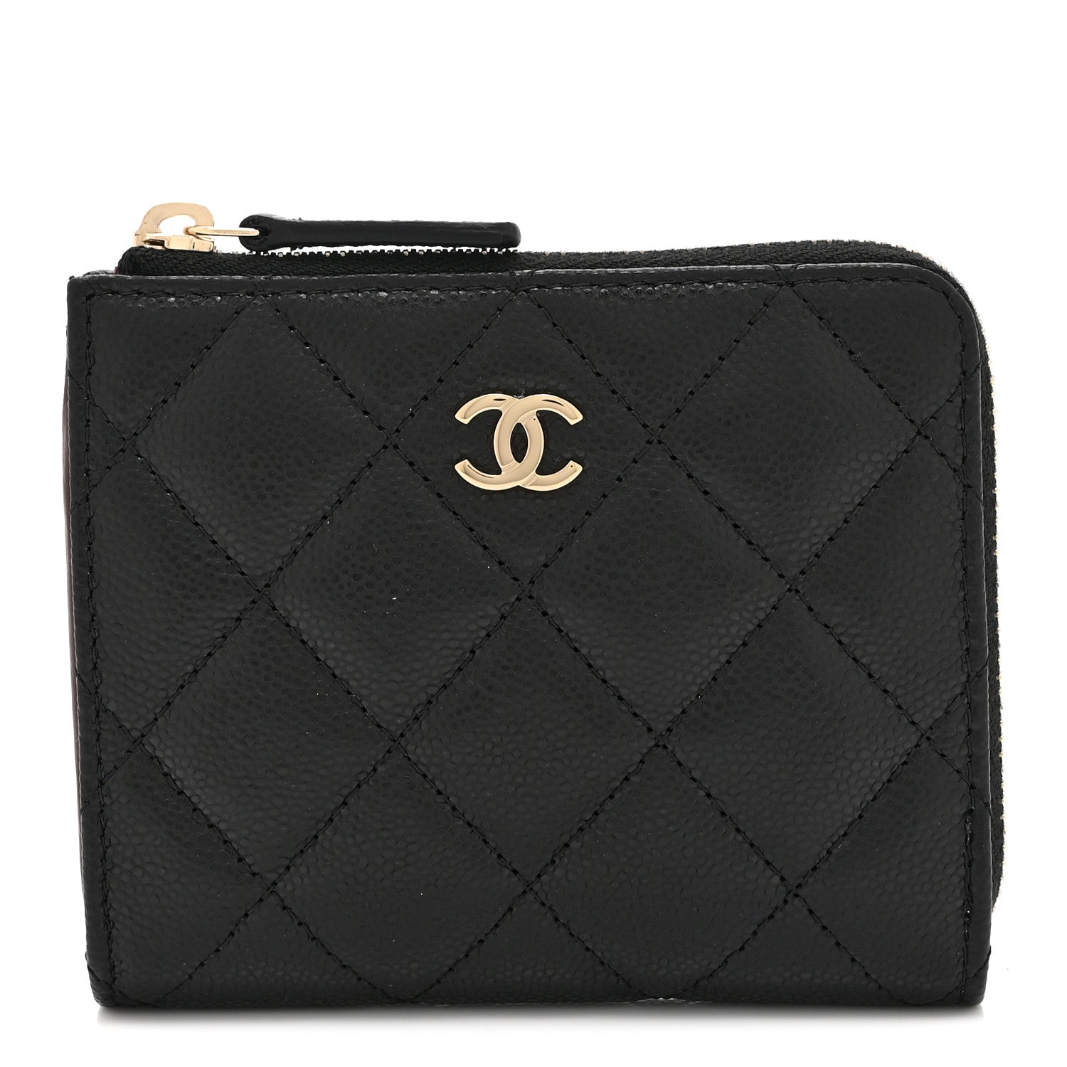 Chanel Caviar Quilted CC Zip Around Card Holder Wallet Black 1 of 10