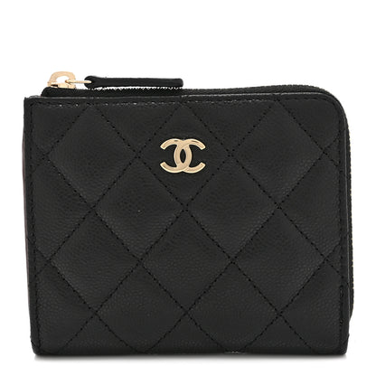 Chanel Caviar Quilted CC Zip Around Card Holder Wallet Black 1 of 10