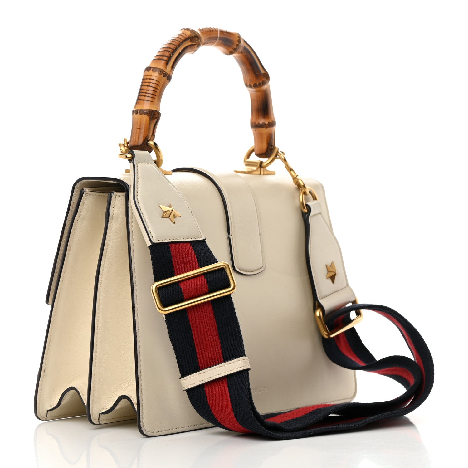 Gucci Calfskin Bamboo Web Medium Dionysus Top Handle Bag White Blue Hibiscus Red 3 of 19