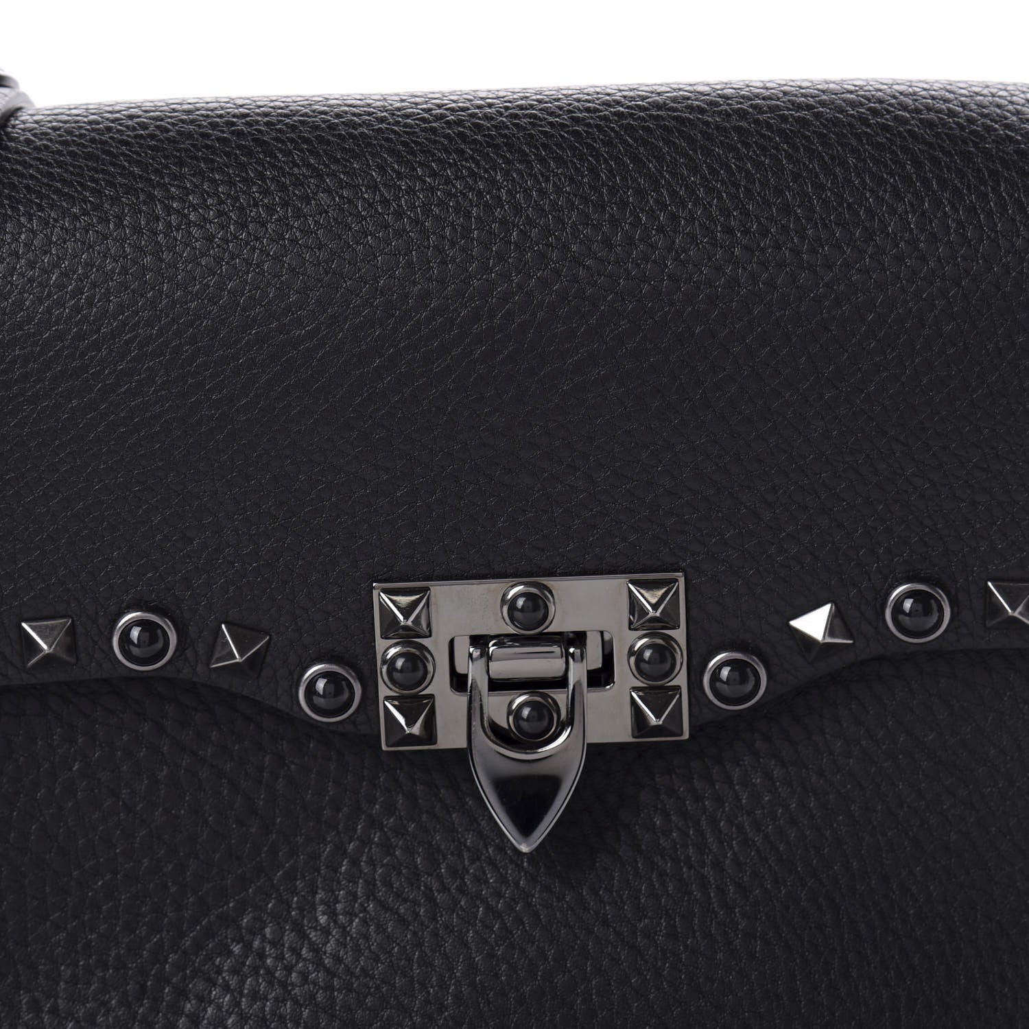Valentino Garavani Pebbled Calfskin Onyx Medium Rockstud Rolling Flap Saddle Bag Black 9 of 9