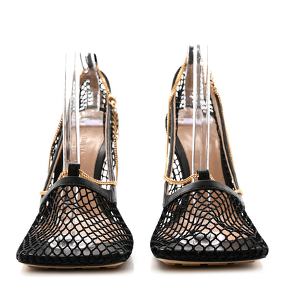 Bottega Veneta Mesh Calfskin Stretch Chain Strap 90mm Pumps 39.5 Black 2 of 9