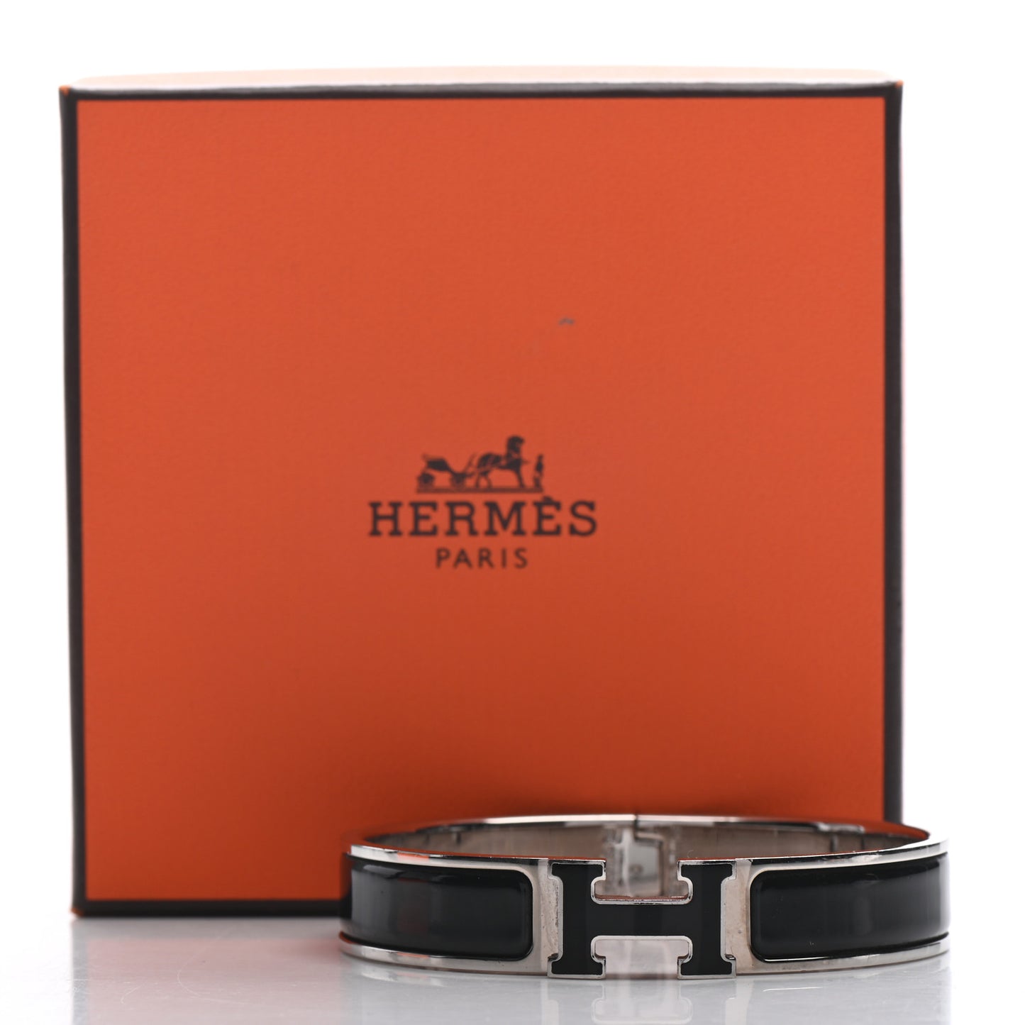 Enamel Narrow Clic Clac H Bracelet PM Black