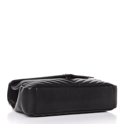 Saint Laurent Sheepskin Matelasse Chevron Monogram Large College Satchel Black 4 of 8