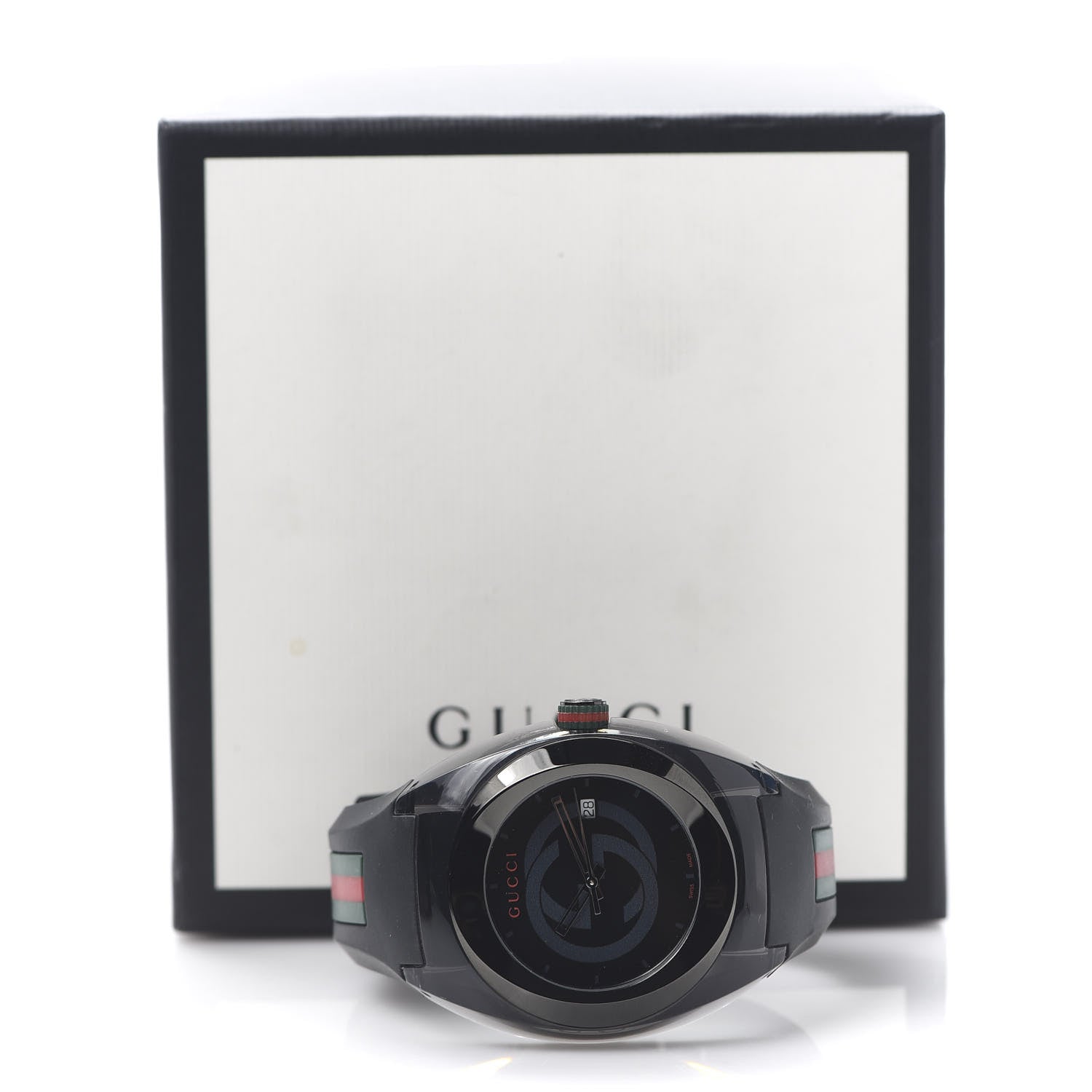 Gucci Stainless Steel Rubber 46mm Sync Web Quartz Watch Black 6 of 6