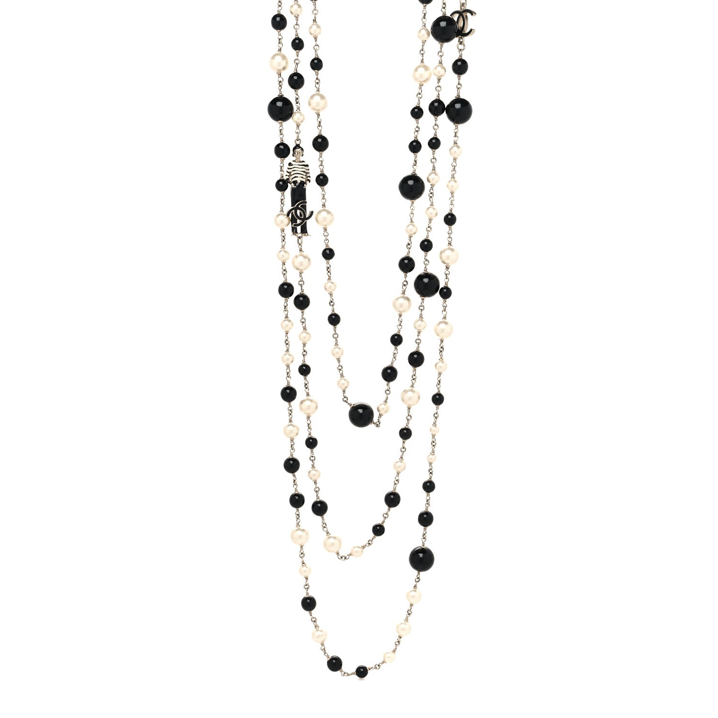 Crystal Pearl Resin CC Necklace Black Gold