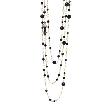 Chanel Crystal Pearl Resin CC Necklace Black Gold 1 of 5