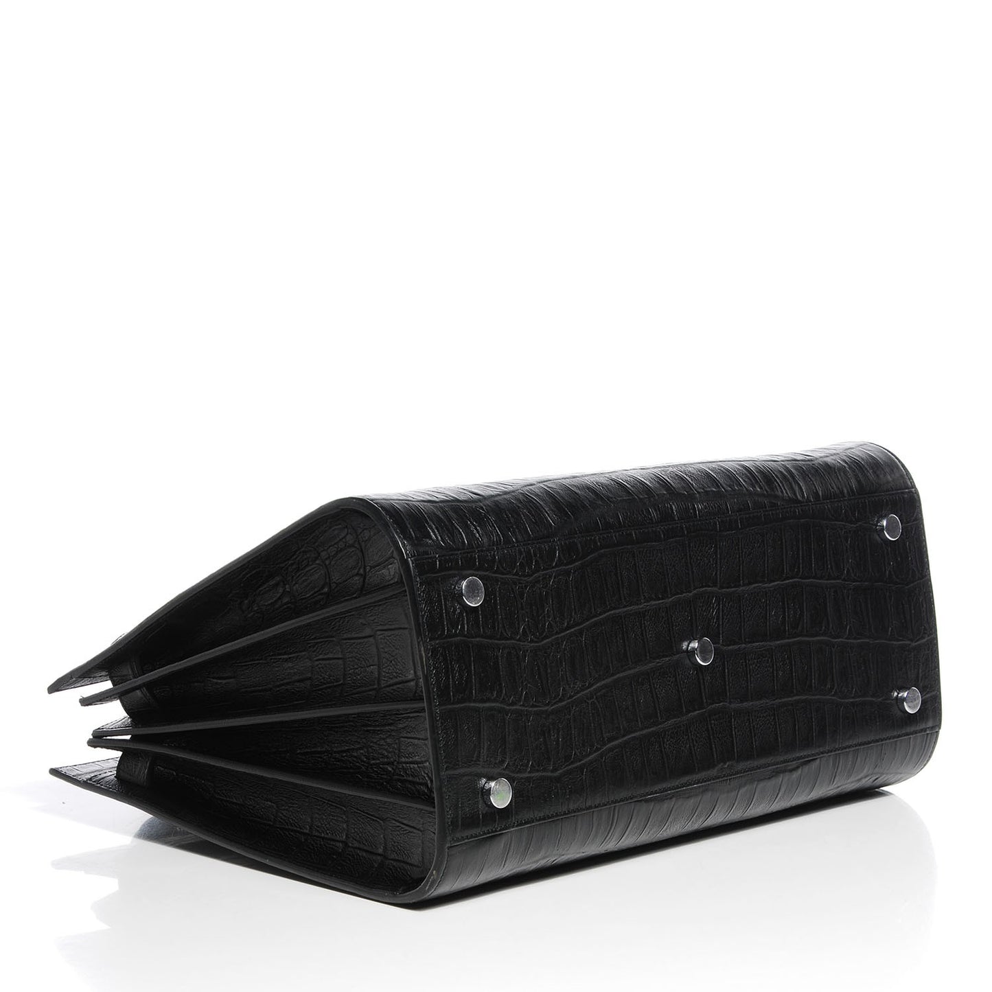 Calfskin Crocodile Embossed Small Sac de Jour Black