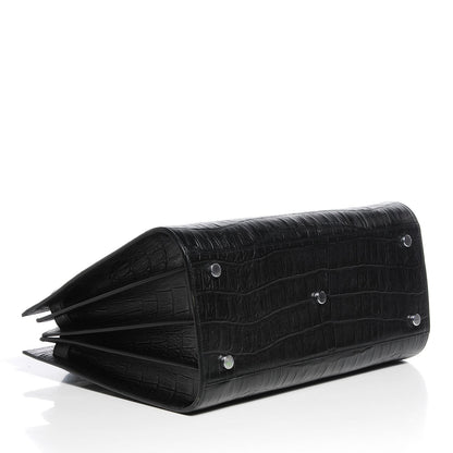 Saint Laurent Calfskin Crocodile Embossed Small Sac de Jour Black 4 of 7