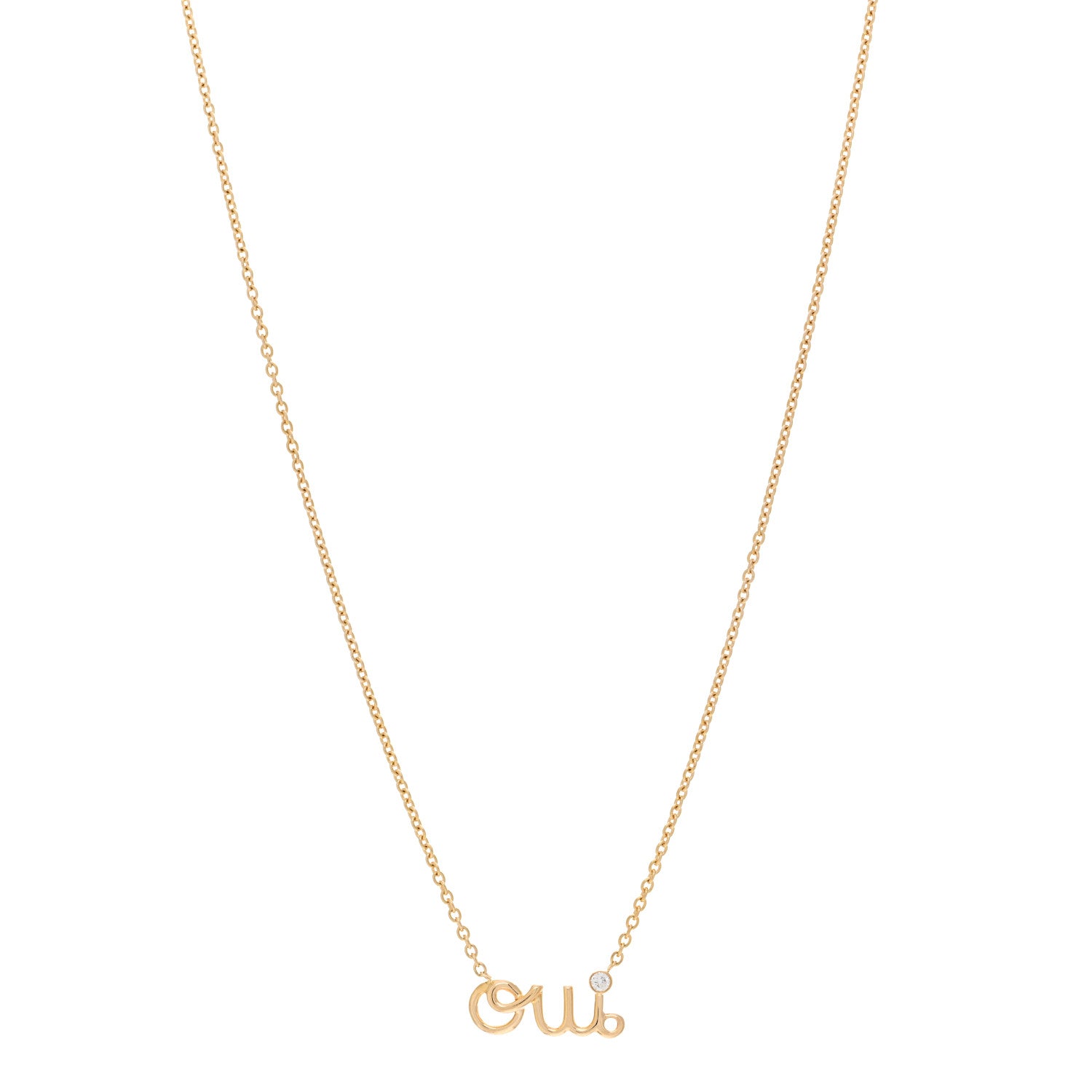Christian Dior 18K Yellow Gold Diamond Oui Pendant Necklace 1 of 4