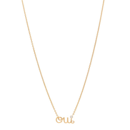 Christian Dior 18K Yellow Gold Diamond Oui Pendant Necklace 1 of 4