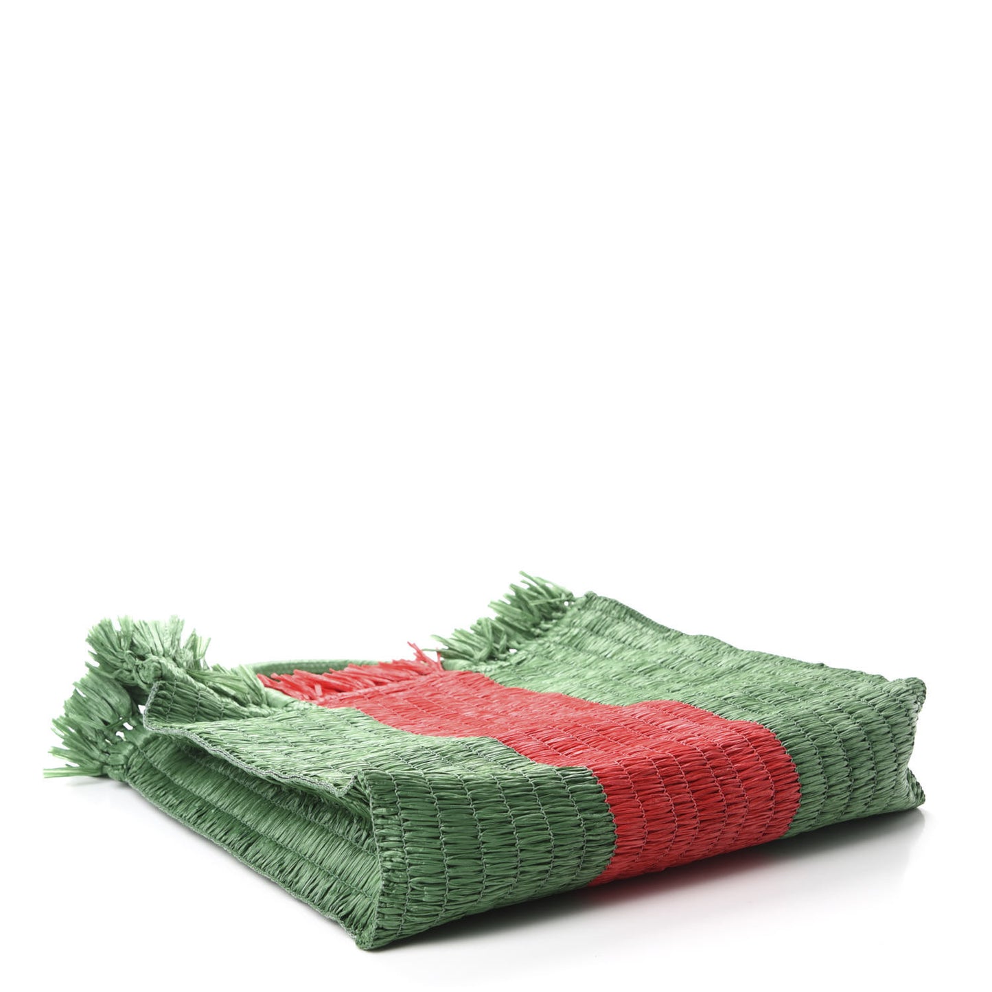 Raffia Linen Web Cestino Tote Bag Red Green