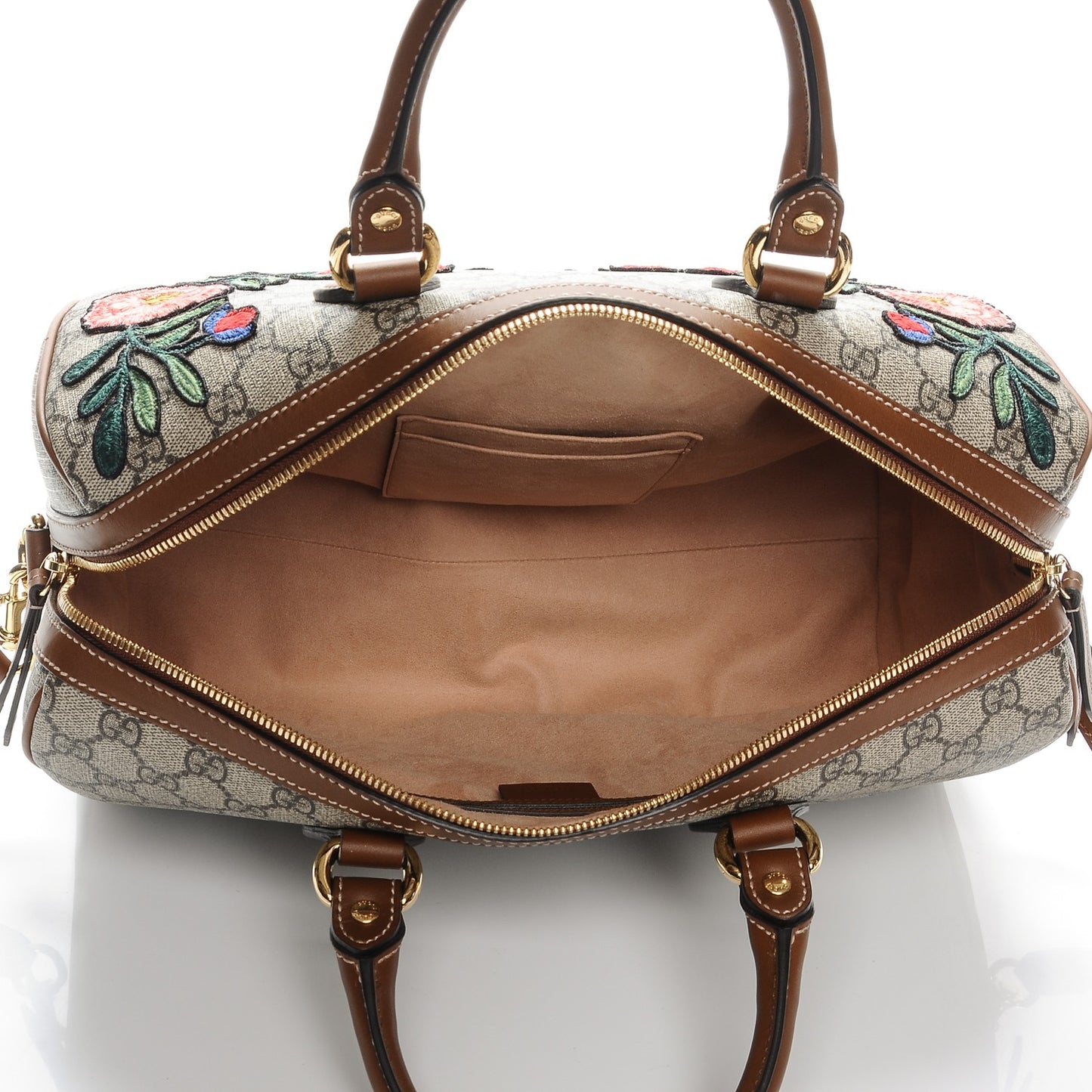 GG Supreme Monogram Embroidered Medium Boston Brown