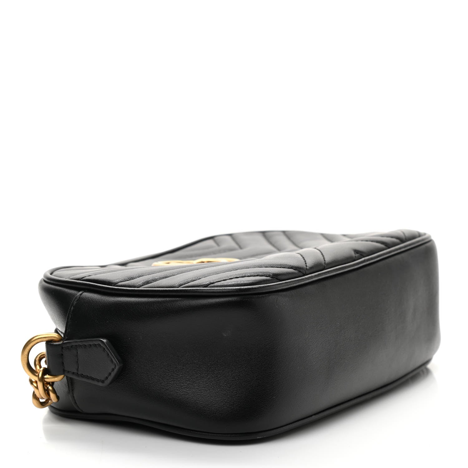 Gucci Calfskin Matelasse Small GG Marmont Chain Shoulder Bag Black 4 of 9