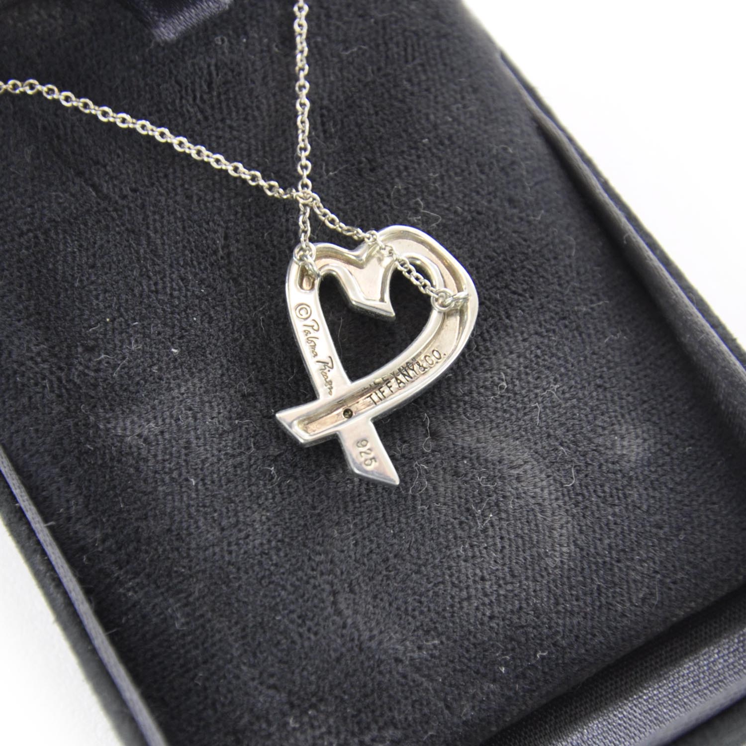 Tiffany Sterling Silver Paloma Picasso Diamond Loving Heart Necklace 3 of 5