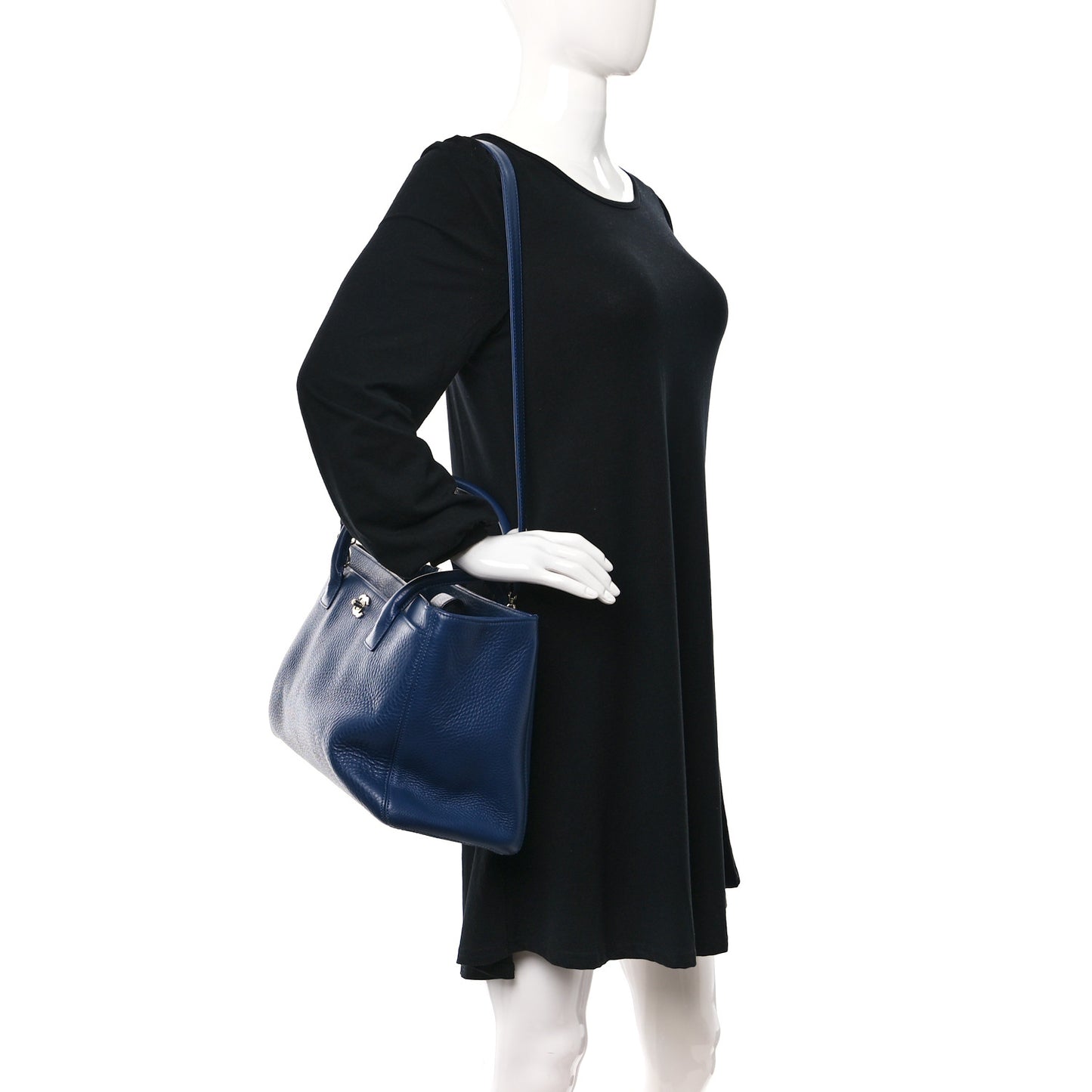 Calfskin Cerf Executive Shopper Tote Blue