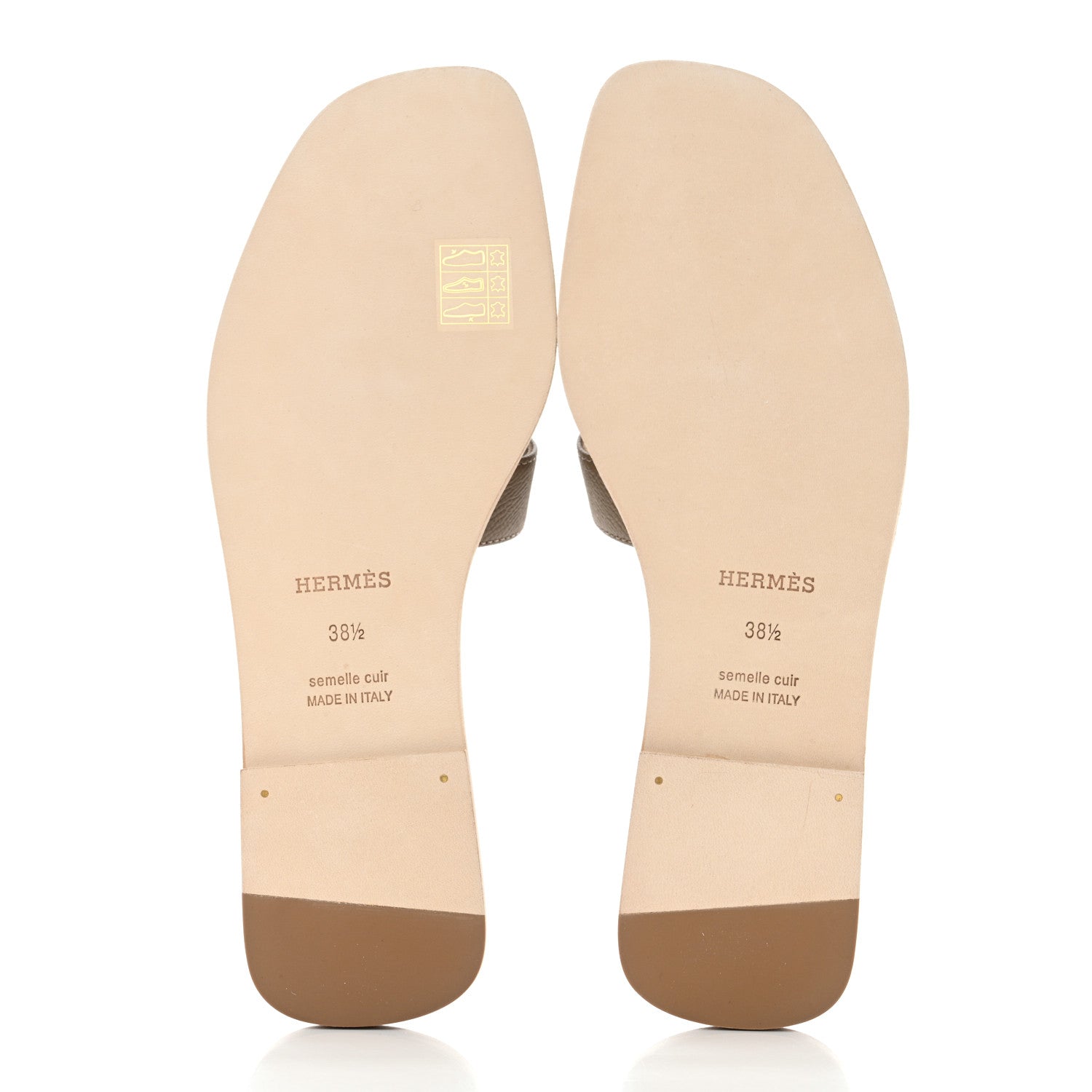 Hermes Epsom Oran Sandals 38.5 Etoupe 5 of 9