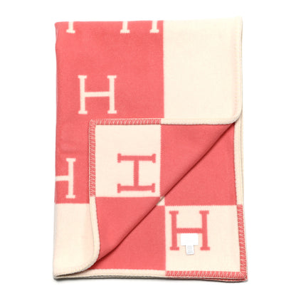 Hermes Wool Cashmere Avalon Baby Blanket Rose Airelle White 2 of 4