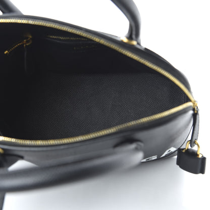 Balenciaga Signature Grained Calfskin Logo S Ville Top Handle Bag Black White 5 of 9