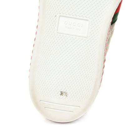 Gucci Laminated Nappa Crystal Web Bee Embroidered Trapuntata Womens Ace Platform Sneakers 38.5 Argento 10 of 16