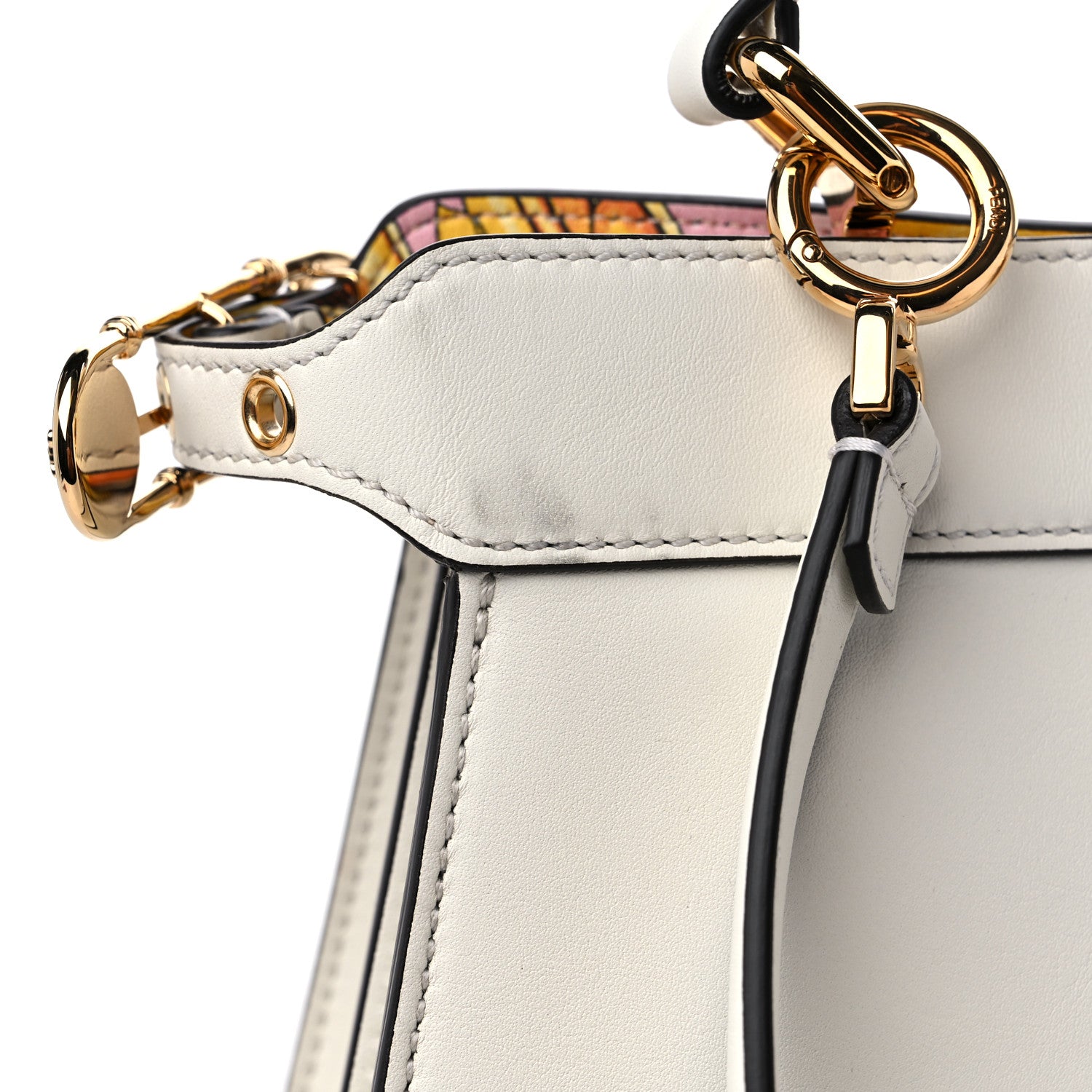 Fendi X VERSACE Vitello Seta Nappa Fendace FF Baroque Medium Peekaboo I SEE U Satchel White Ice 9 of 9