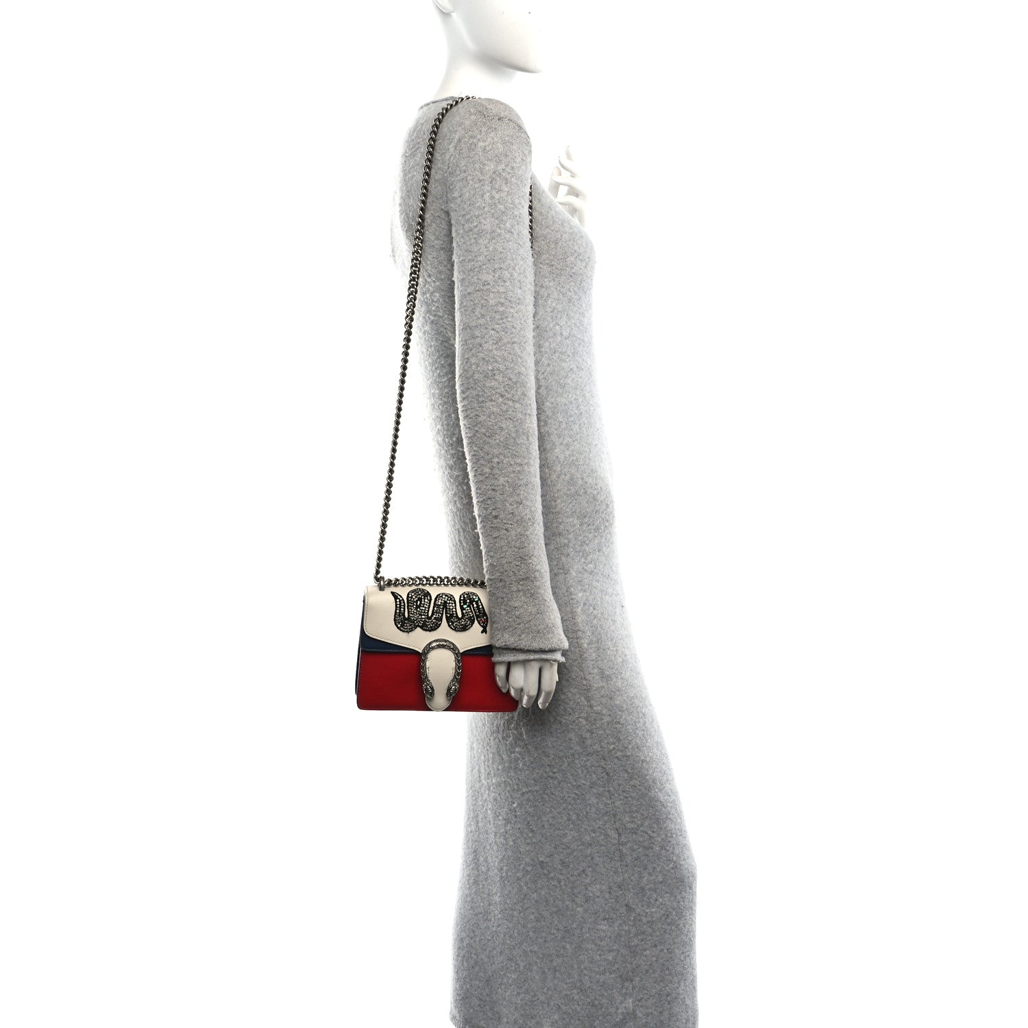 Gucci Calfskin Crystal Snake Embroidered Mini Dionysus Shoulder Bag Mystic White Hibiscus Red Blue Agata 2 of 12