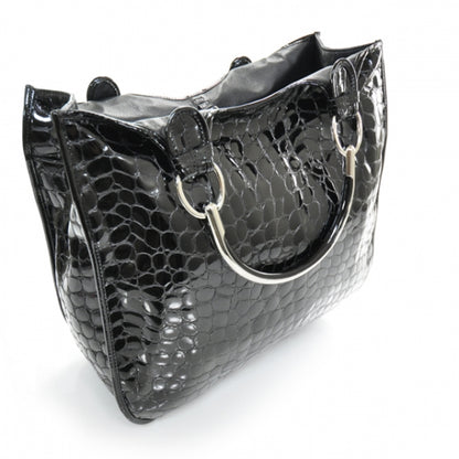 Christian Dior Patent Crocodile Embossed 61 Tote Black 3 of 10