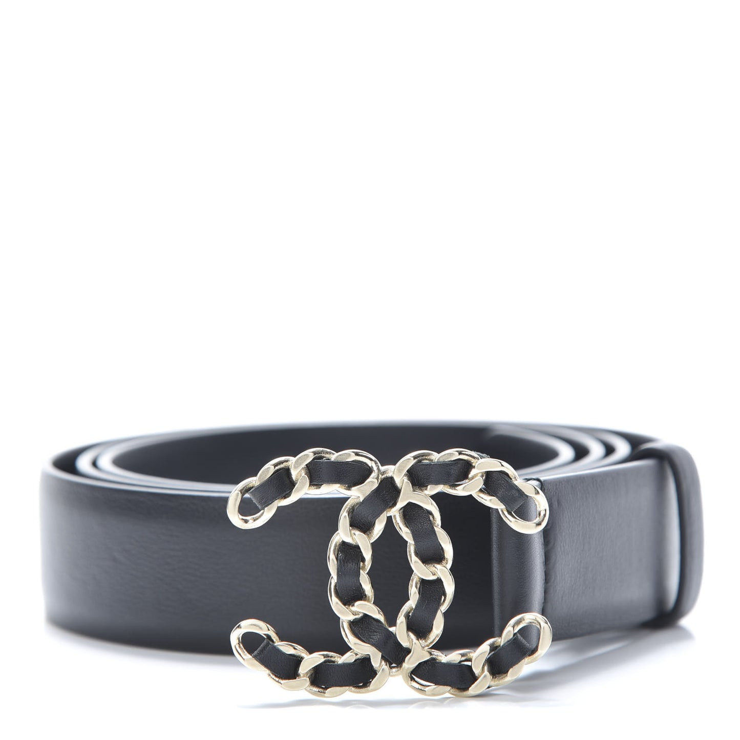 Calfskin CC Chain Belt 105 42 Black