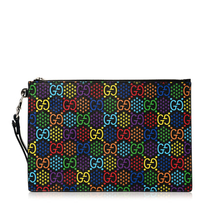 Gucci GG Supreme Monogram Psychedelic Zip Wristlet Pouch Black Multicolor 1 of 8