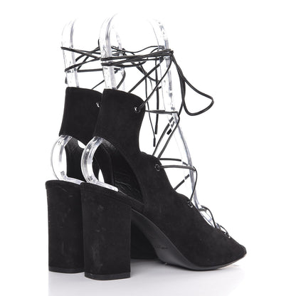 Saint Laurent Suede Babies Lace Up Sandal 36 Black 4 of 10