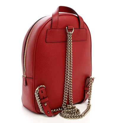 Gucci Pebbled Calfskin Soho Chain Backpack Hibiscus Red 3 of 10