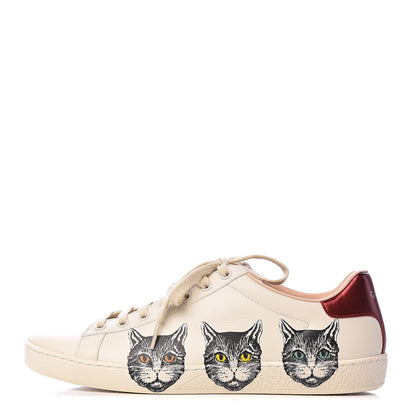 Gucci Calfskin Mystic Cat Print Womens Ace Sneakers 40 White 1 of 12