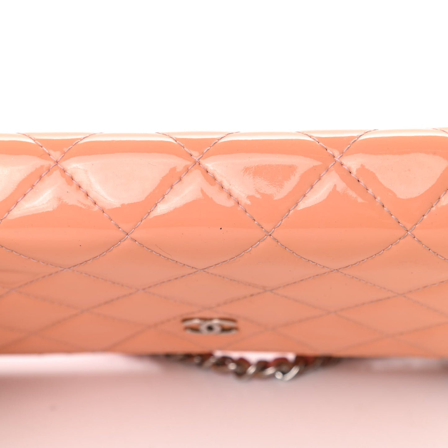 Patent Quilted Wallet On Chain WOC Coral