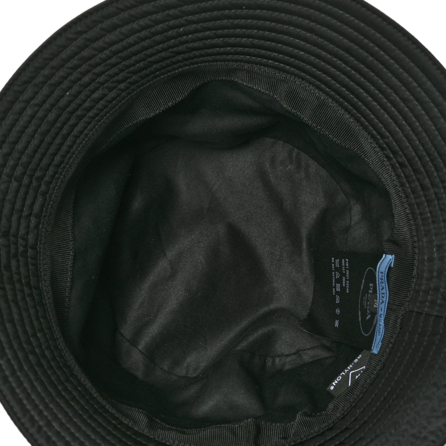 Prada Re-Nylon Metal Triangle Logo Womens Bucket Hat M Black 7 of 8