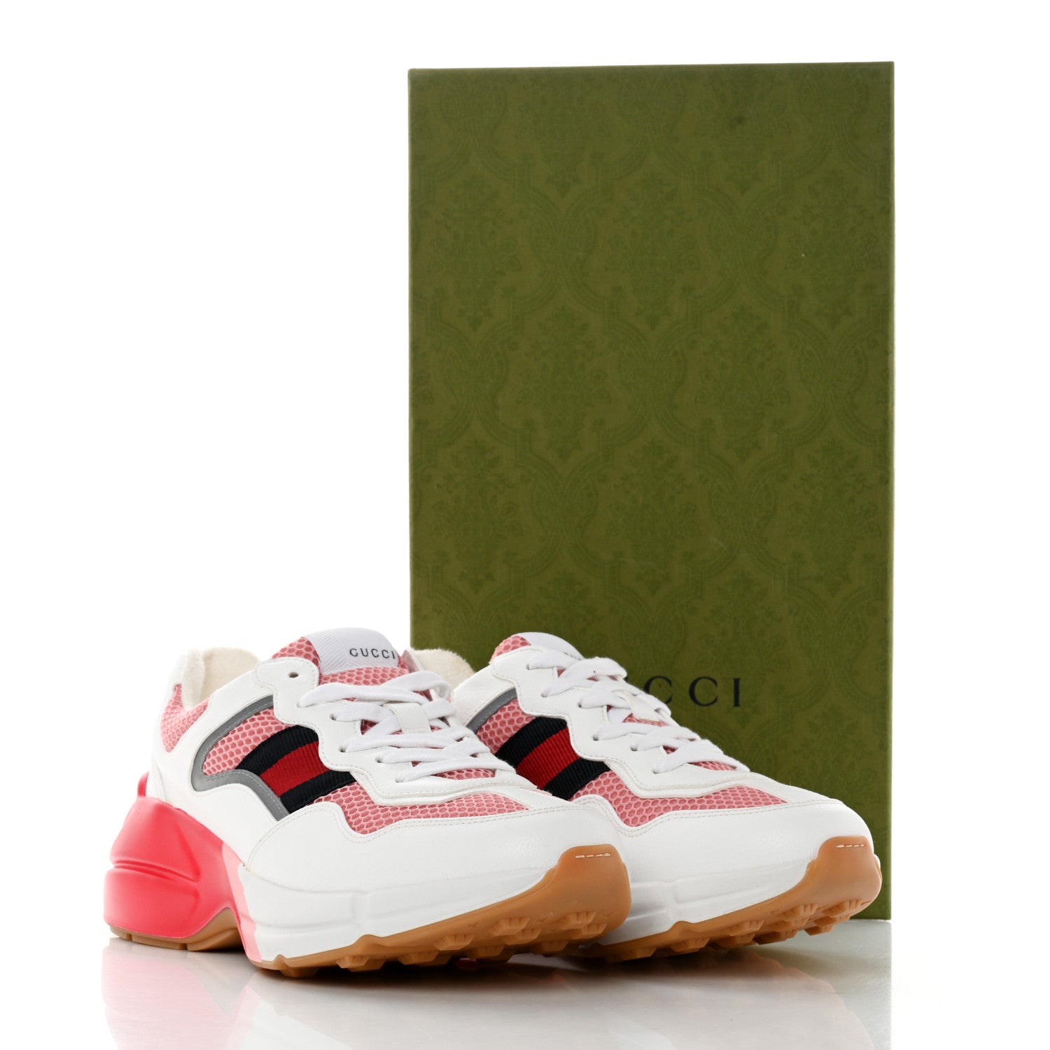Gucci Lavaredo Eco Fabric Mesh Web Womens Rhyton Reflective Sneakers 38 Great White Water Rose Silver 8 of 8
