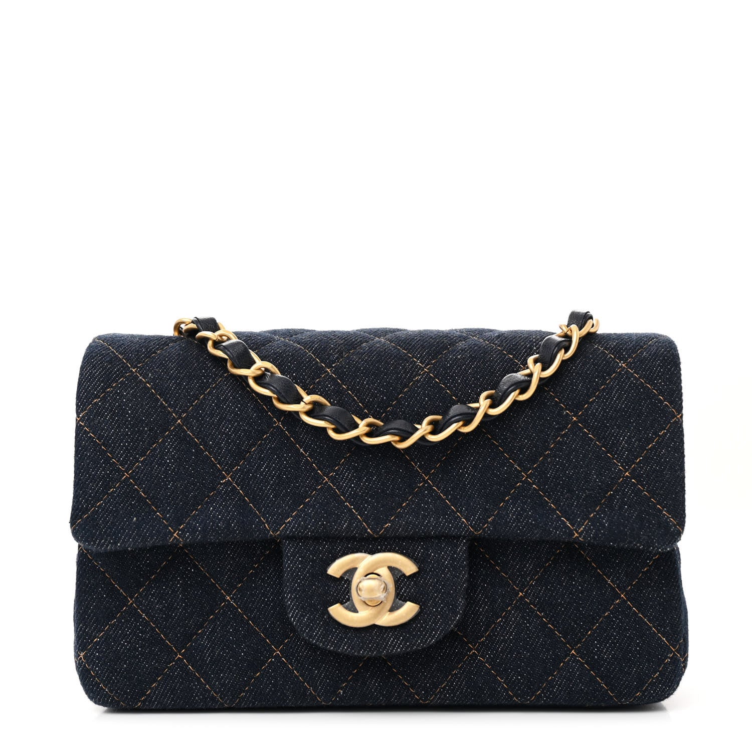 Chanel Denim Quilted Mini Rectangular Flap Dark Blue 1 of 11