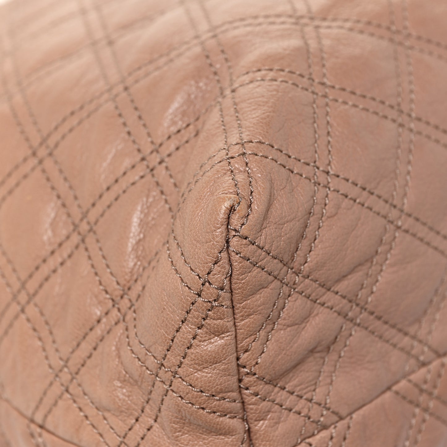 Calfskin Quilted Rio Satchel Tote Bag Brown