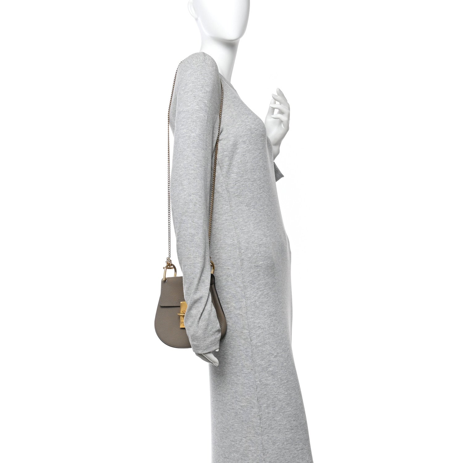 Chloe ♡ Drew MOTTY GREY Medium Chloe Motty Grey Pebbled Leather Medium Drew Bag | Yoogi's Closet