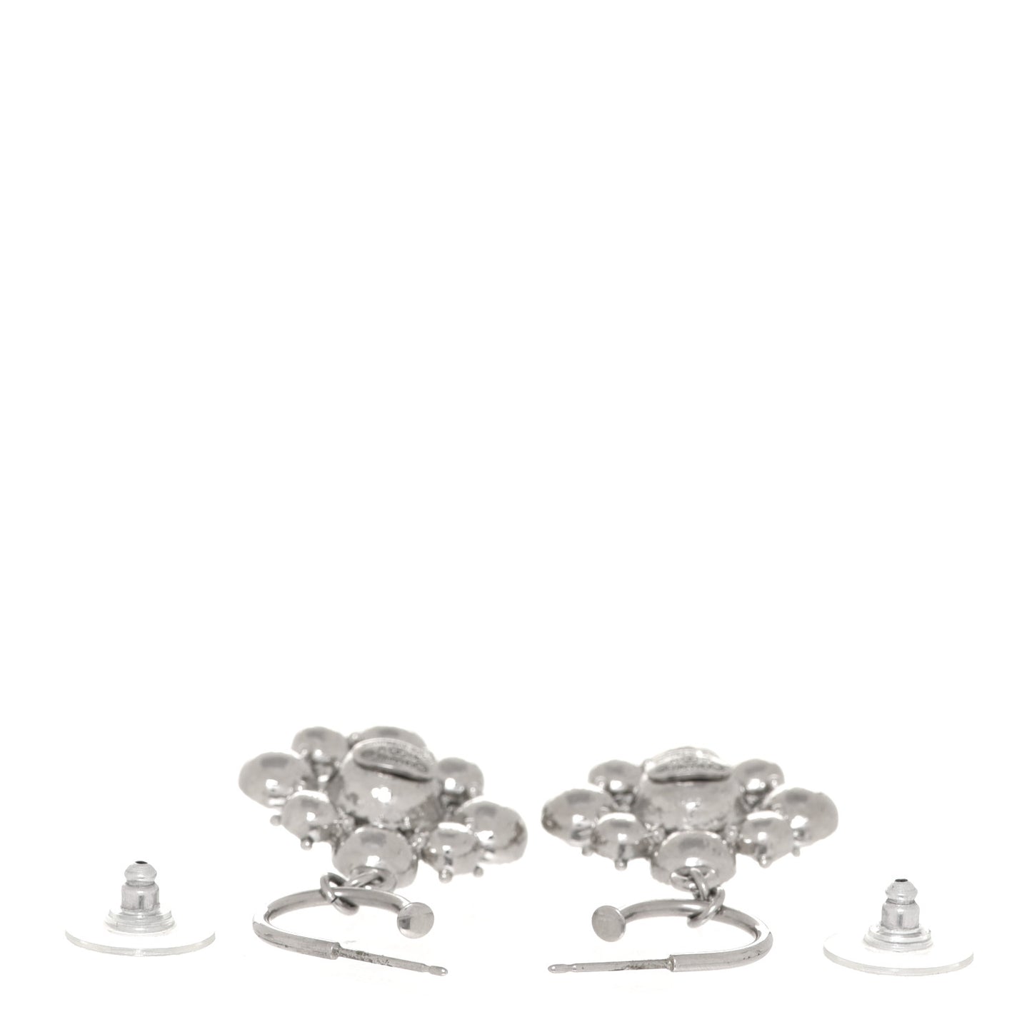 Crystal CC Flower Drop Earrings Silver