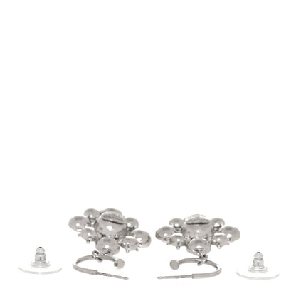 Chanel Crystal CC Flower Drop Earrings Silver 3 of 4