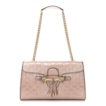 Gucci Shine Guccissima Medium Emily Chain Shoulder Bag Dark Cipria 1 of 17