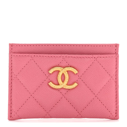 Chanel Caviar Quilted Textured CC Card Holder Pink 1 of 20