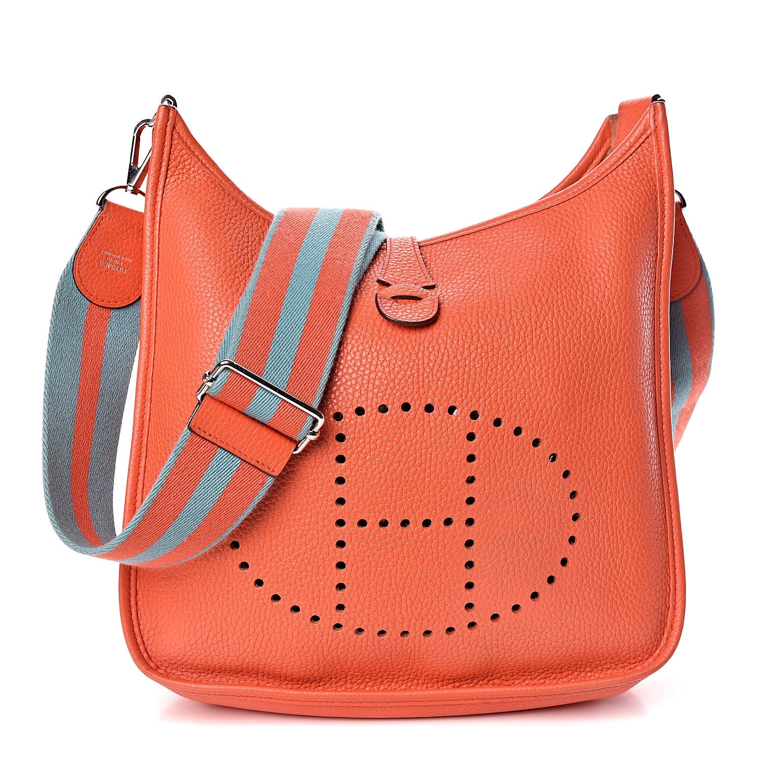 Hermes Taurillon Clemence Amazone Evelyne III PM Orange Poppy Bleu Saint Cyr 1 of 11