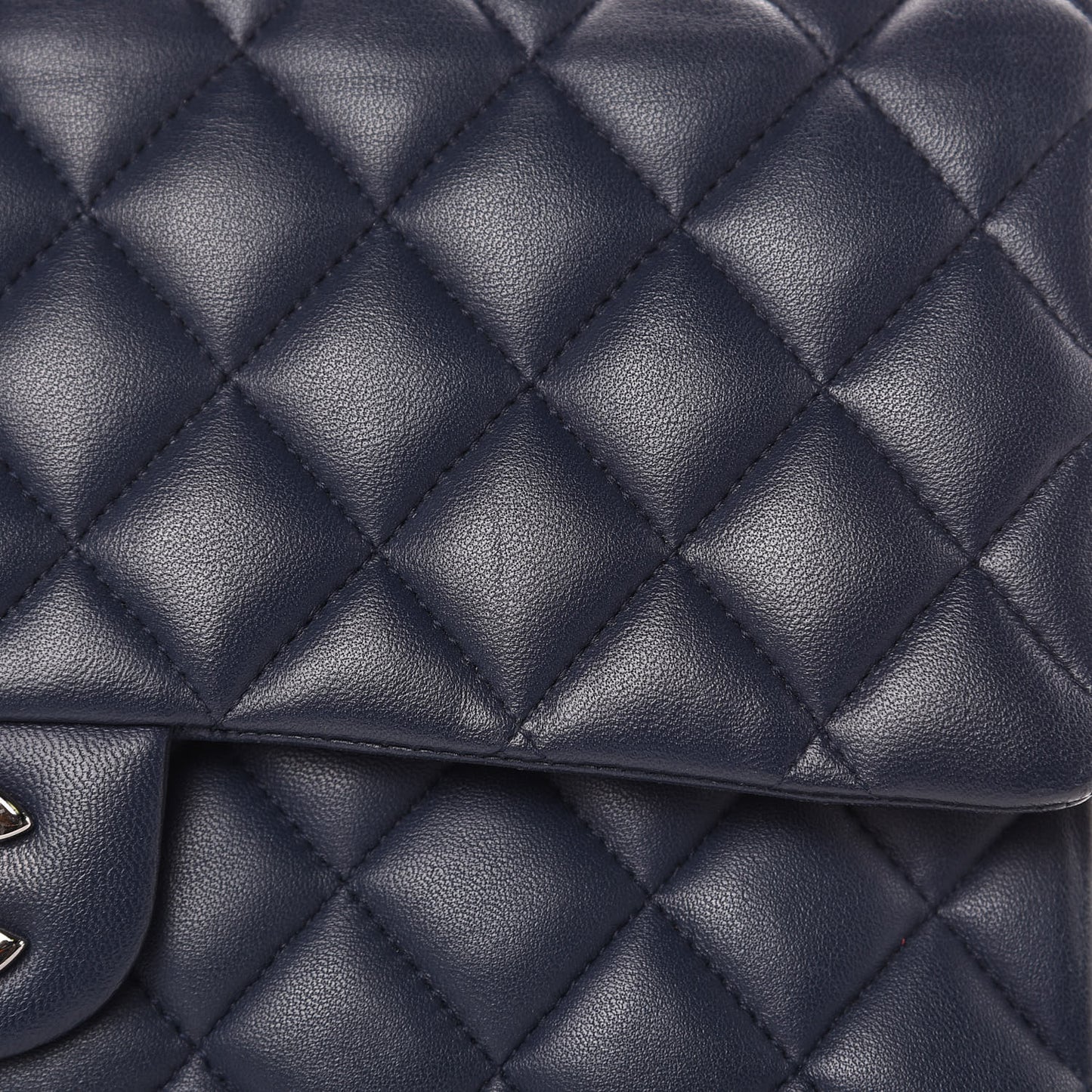 Lambskin Quilted Medium Double Flap Navy