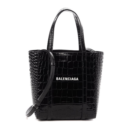 Balenciaga Crocodile Embossed Calfskin Small Everyday Tote Black 1 of 9