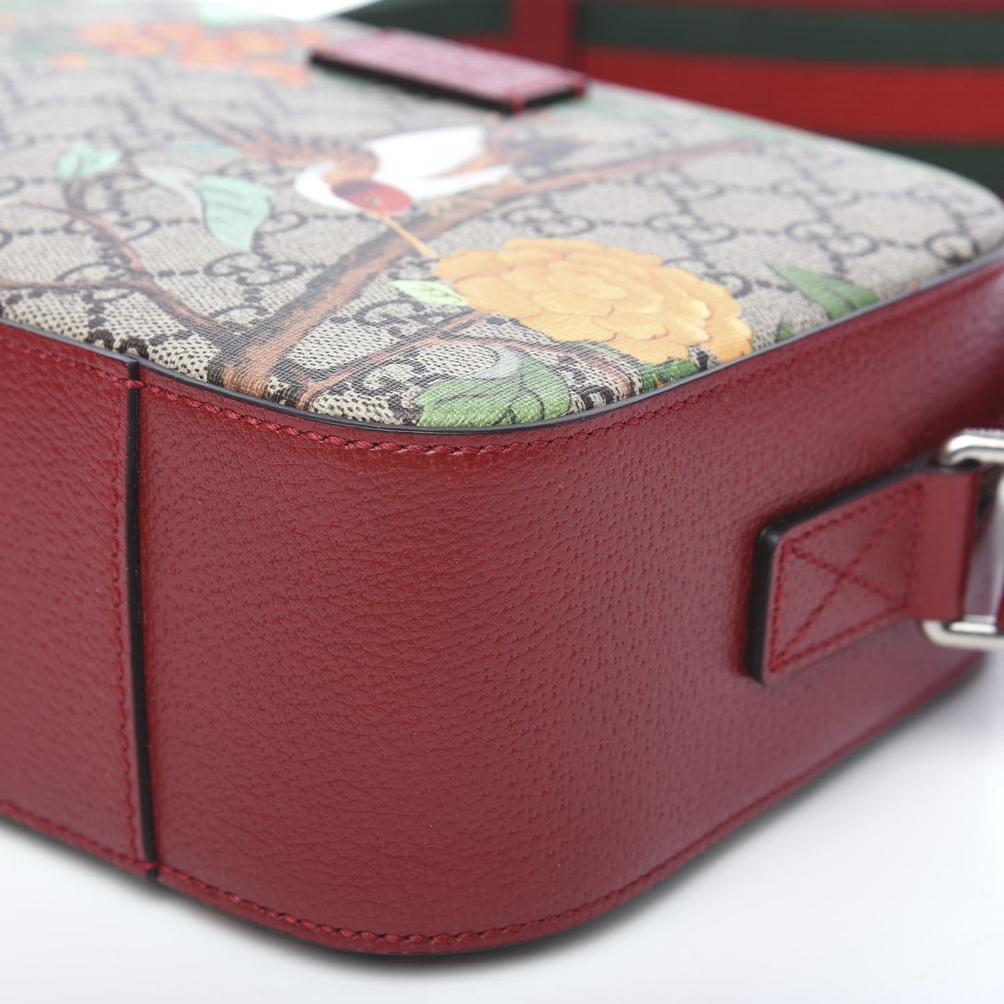 GG Supreme Monogram Tian Web Camera Bag Beige Multicolor Red