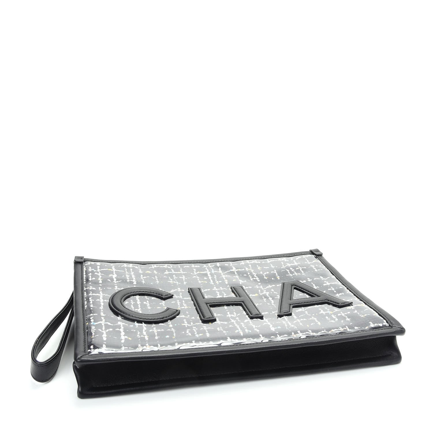 Chanel Tweed PVC Lambskin Large Pouch Black 4 of 8